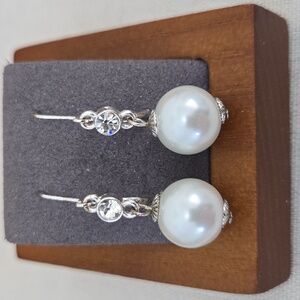 Glass Pearl Lever Back Earrings